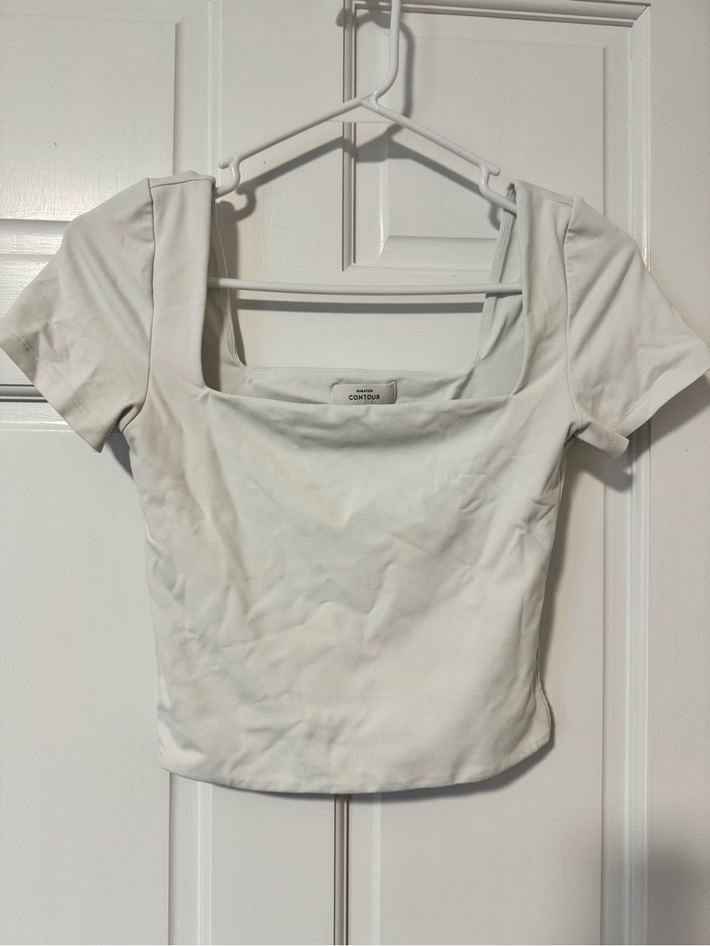 Babaton White Square Neck Crop Top